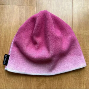 Columbia Pink and White Ombré Beanie Winter Hat, One Size